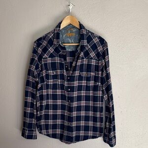 JACHS Girlfriend Blue and White Plaid Shirt